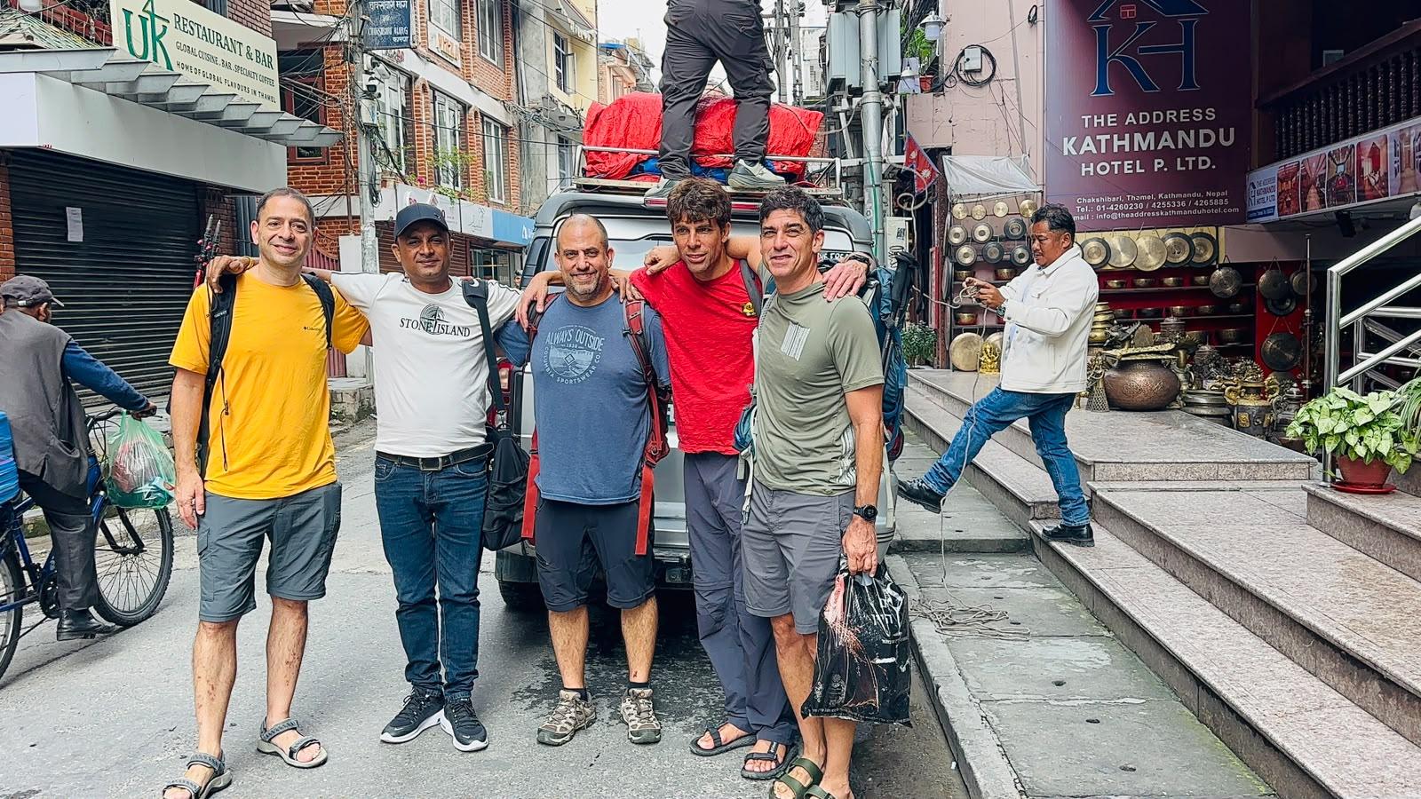 Red Rode guide with the Manaslu Circuit Trek group in Thamel